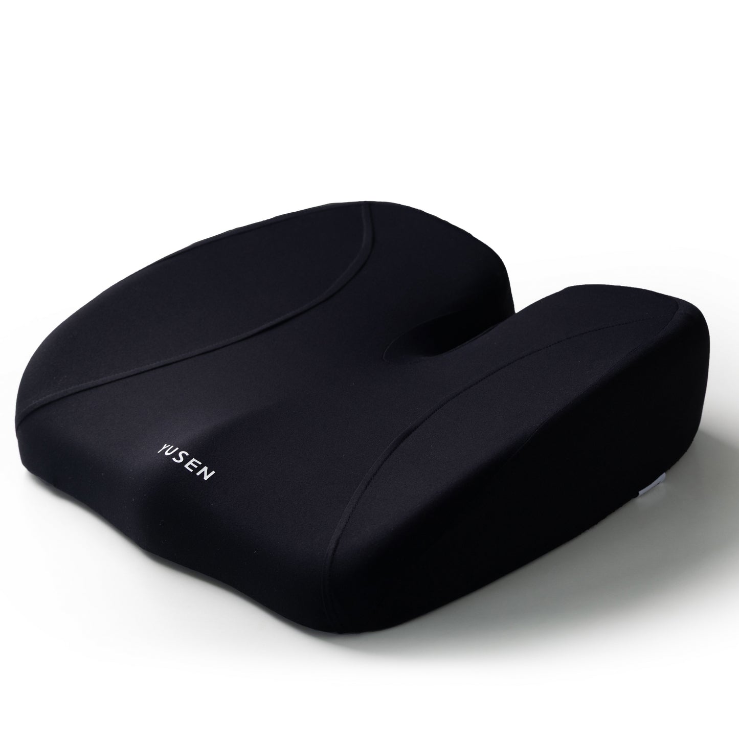 Memory Foam Car Seat Cushion Relieves back pain, elevates car seat height, and enhances driving visibility.