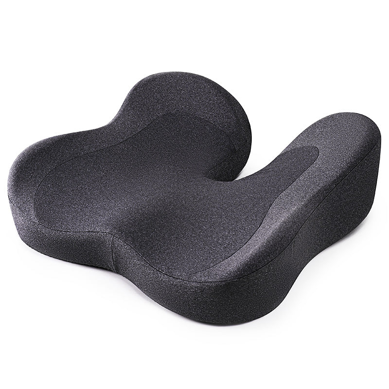 Patented pressure-reducing cushion for prolonged sitting in cars, office/home chairs, wheelchairs - Ultra-high density memory foam for hips, tailbone, coccyx, sciatica - Gray