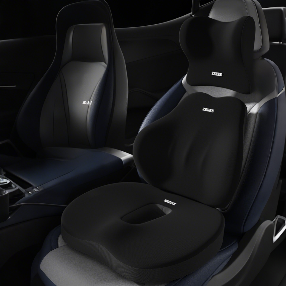 Car Seat Lumbar Support Seat Booster Cushion Adult Booster Seat for Driving - Black / Seat Cushion+ Lumbar Support + Neck Pillow
