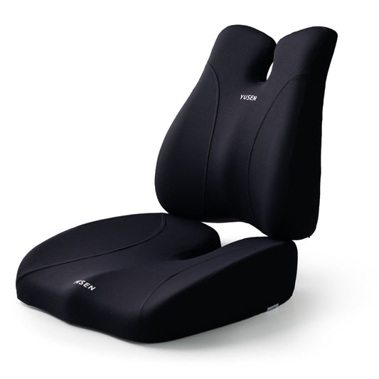 Memory Foam Car Seat Cushion Relieves back pain, elevates car seat height, and enhances driving visibility.