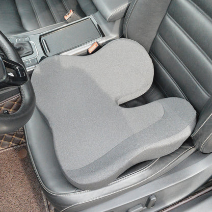 Patented pressure-reducing cushion for prolonged sitting in cars, office/home chairs, wheelchairs - Ultra-high density memory foam for hips, tailbone, coccyx, sciatica